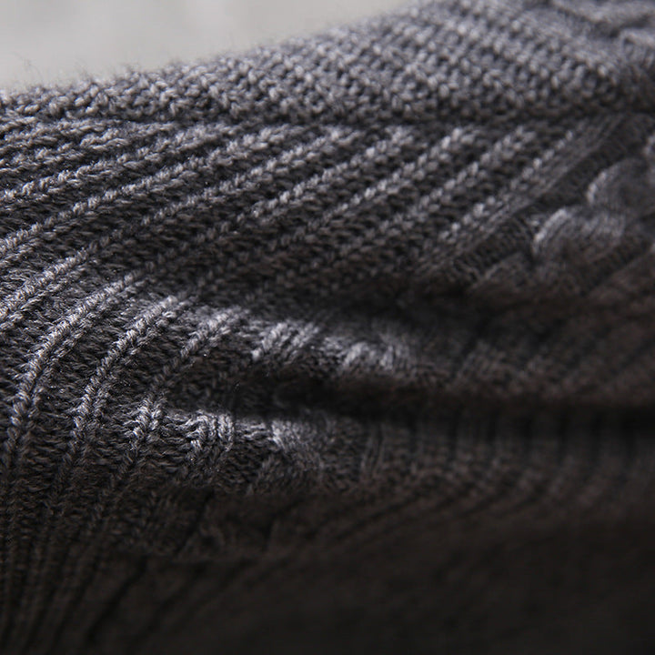 Men's Textured Knit Polo Collar Jumper with Quarter Zip | Slim Fit