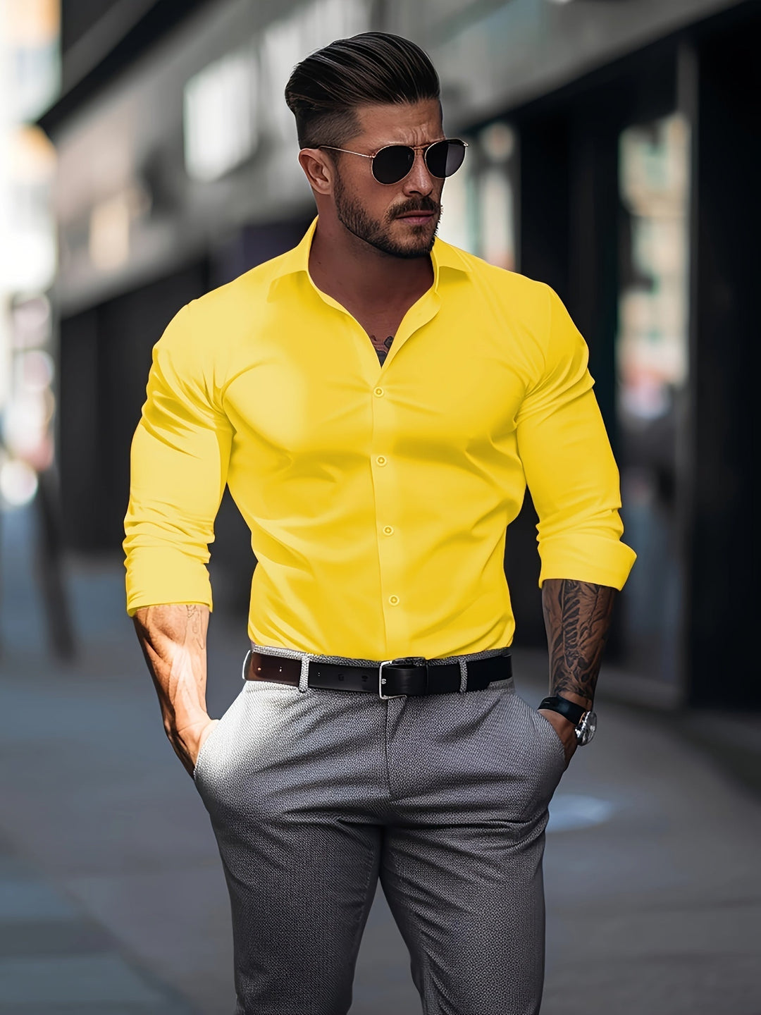 Men's Tight Shirt Long Sleeve | Button Up