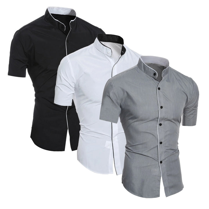 Men's Tight Shirt Short Sleeve | Button Up