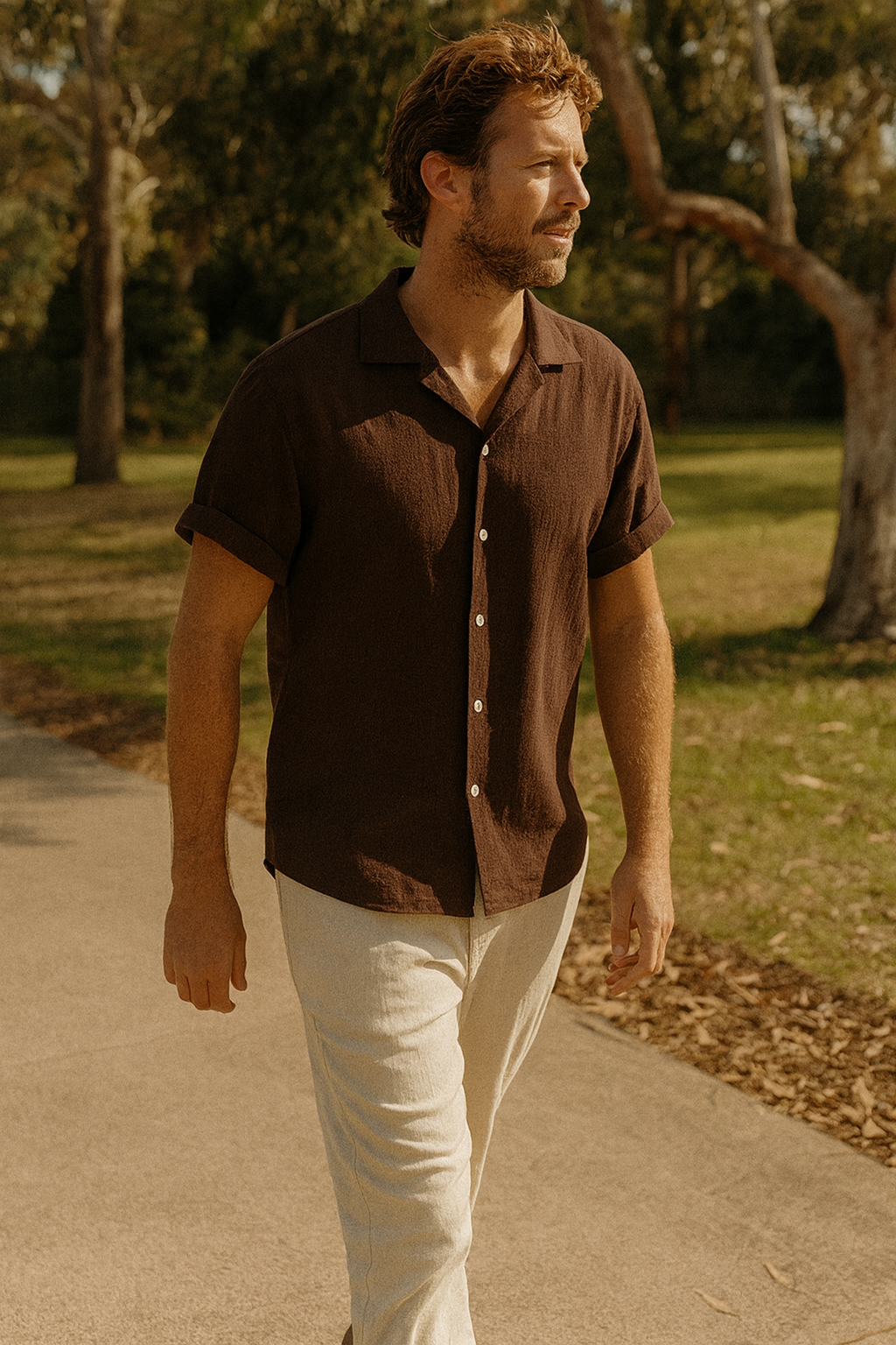 Men's Two Piece Set Short Sleeve Shirt & Pants | Relaxed Fit