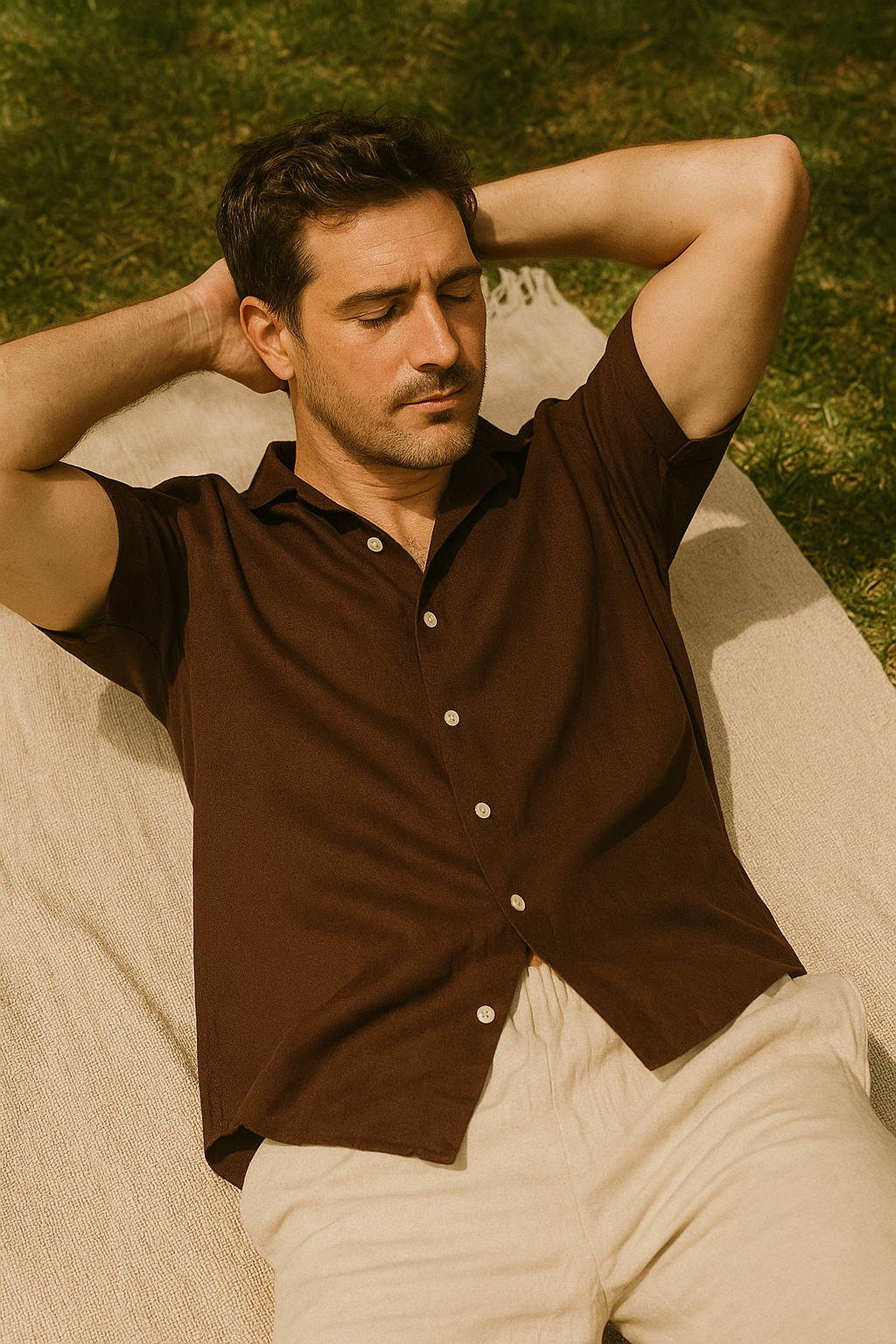 Men's Two Piece Set Short Sleeve Shirt & Pants | Relaxed Fit