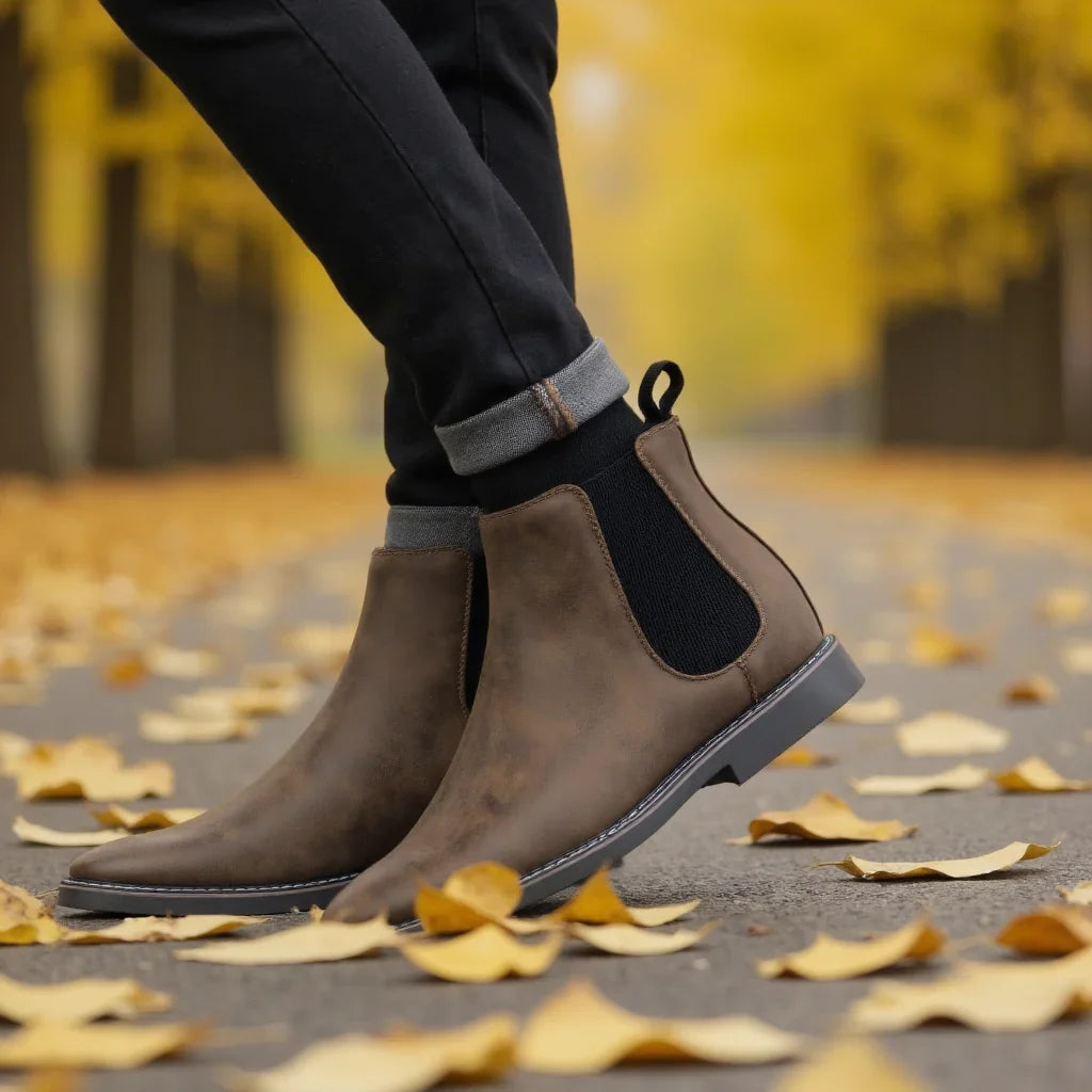 Men's Vintage Slip-On Chelsea Boots with Elastic Panels | Ankle Work