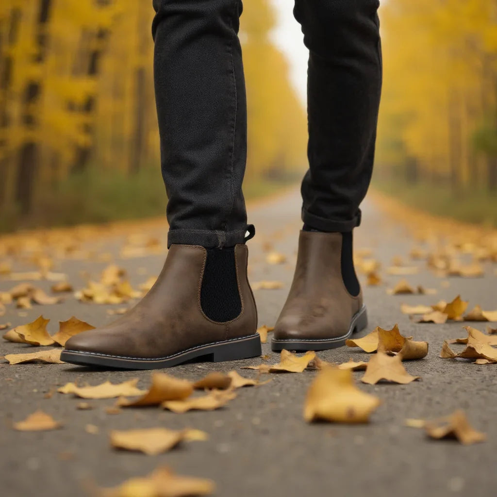 Men's Vintage Slip-On Chelsea Boots with Elastic Panels | Ankle Work