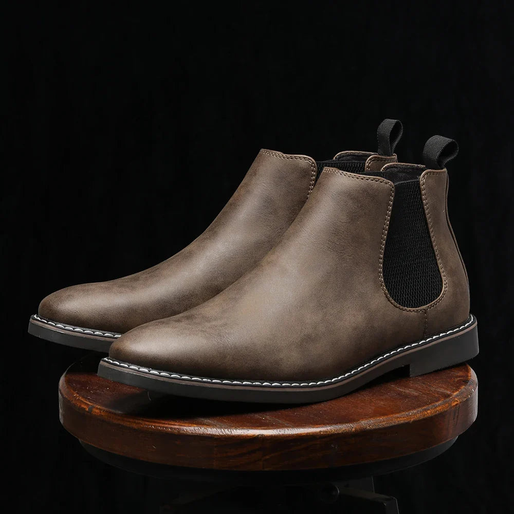 Men's Vintage Slip-On Chelsea Boots with Elastic Panels | Ankle Work