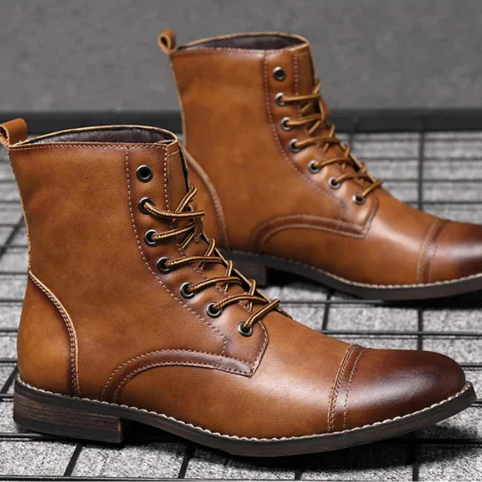 Men's Work Boots with Lace Up Front & Cap Toe | Ankle Height