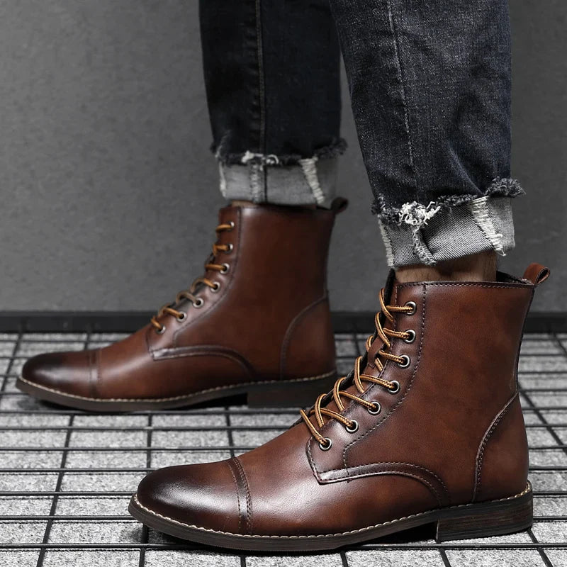 Men's Work Boots with Lace Up Front & Cap Toe | Ankle Height