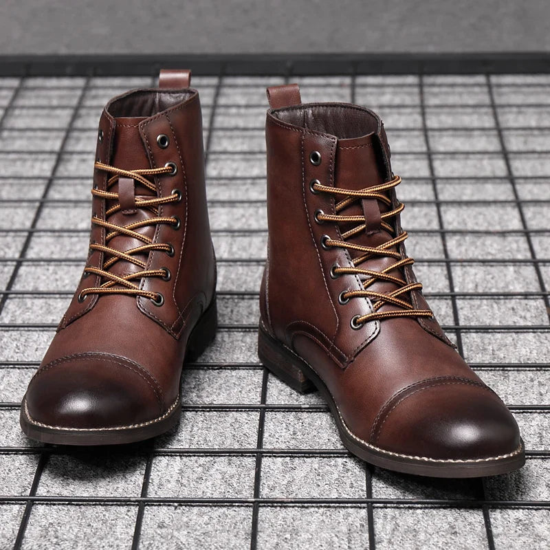 Men's Work Boots with Lace Up Front & Cap Toe | Ankle Height