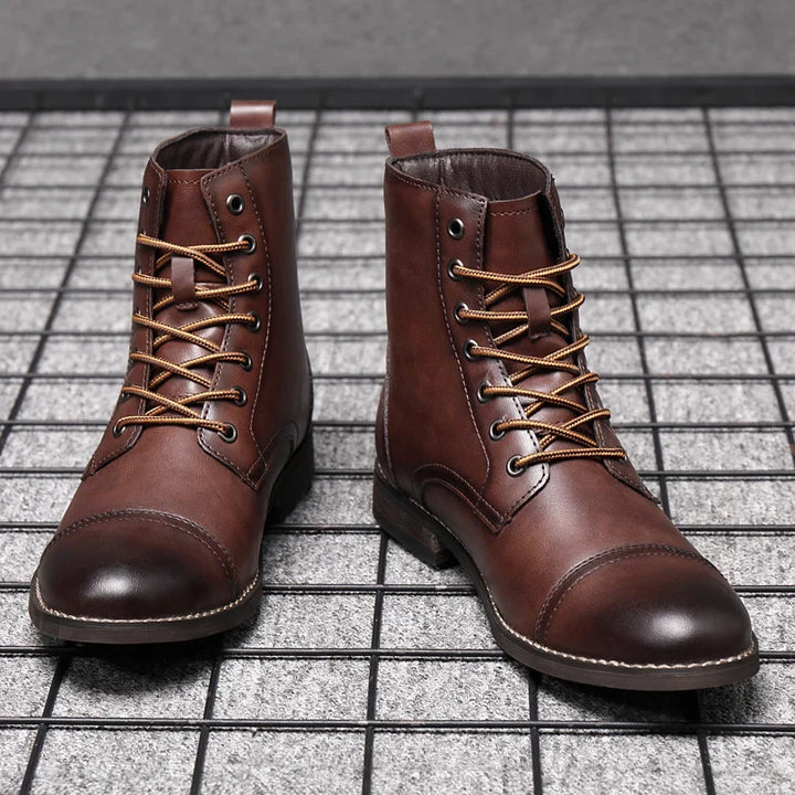 Men's Work Boots with Lace Up Front & Cap Toe | Ankle Height
