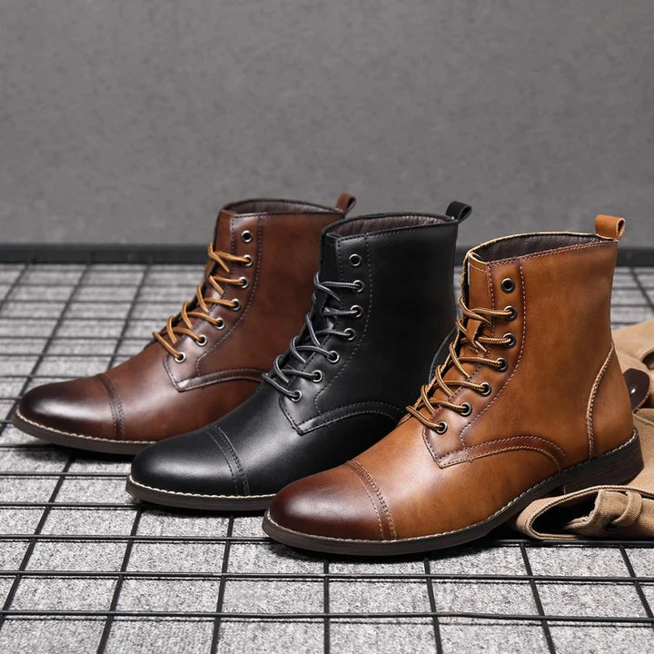 Men's Work Boots with Lace Up Front & Cap Toe | Ankle Height
