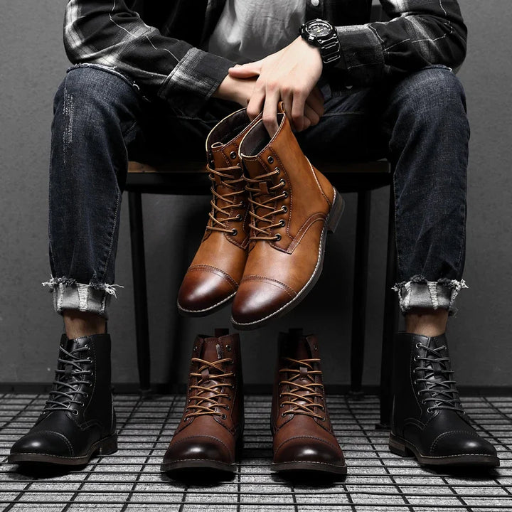 Men's Work Boots with Lace Up Front & Cap Toe | Ankle Height