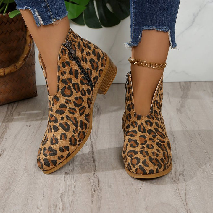 Women's Ankle Boots with V-Cut & Block Heel | Pointed Toe