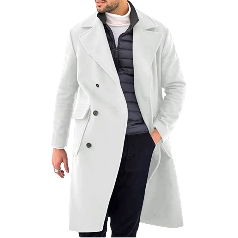 Men's Double-Breasted Trench Coat with Epaulettes | Long