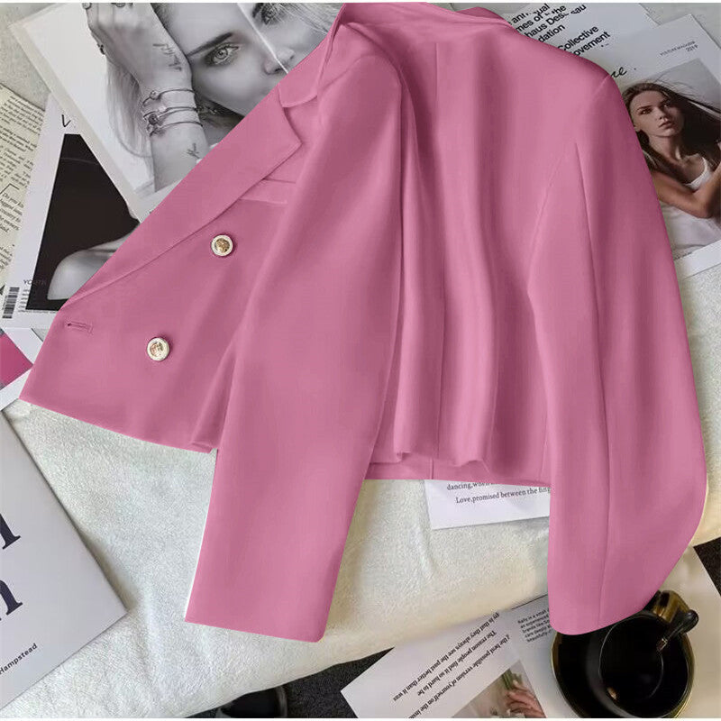 Women's Cropped Blazer with Double Breasted & Lapel | Tailored