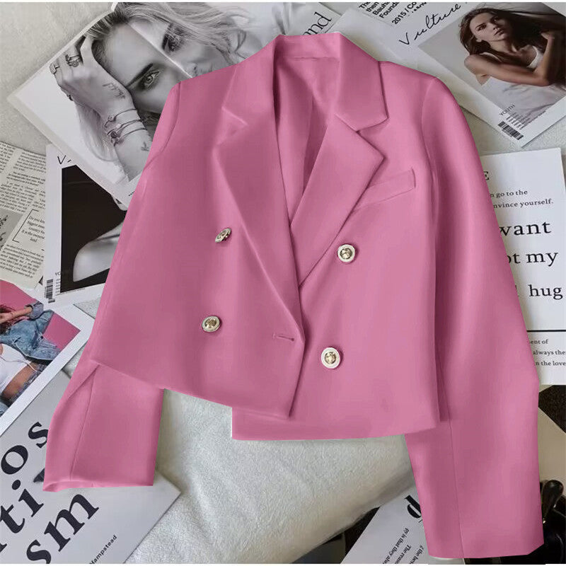 Women's Cropped Blazer with Double Breasted & Lapel | Tailored