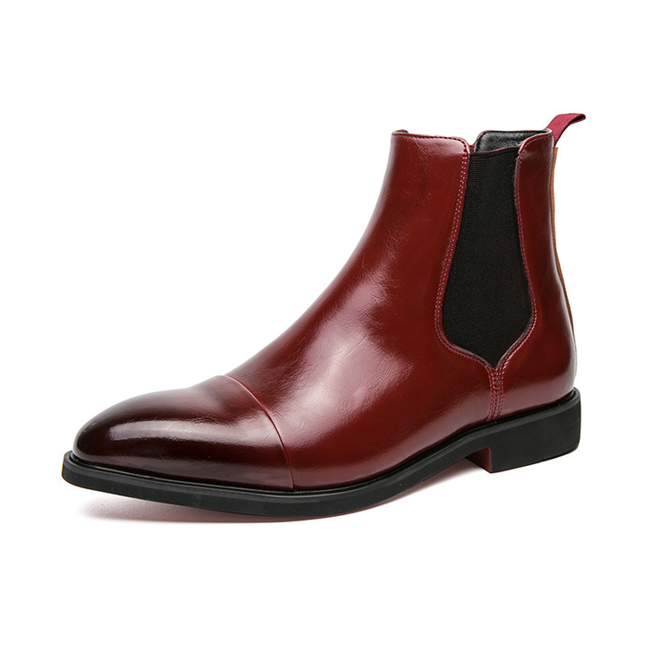 Men's Brown Boots Chelsea Ankle Red Sole | Work