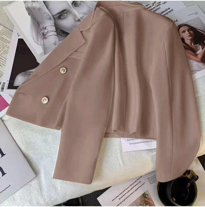 Women's Cropped Blazer with Double Breasted & Lapel | Tailored