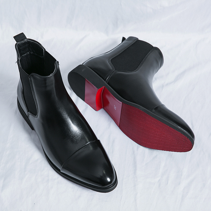 Men's Brown Boots Chelsea Ankle Red Sole | Work