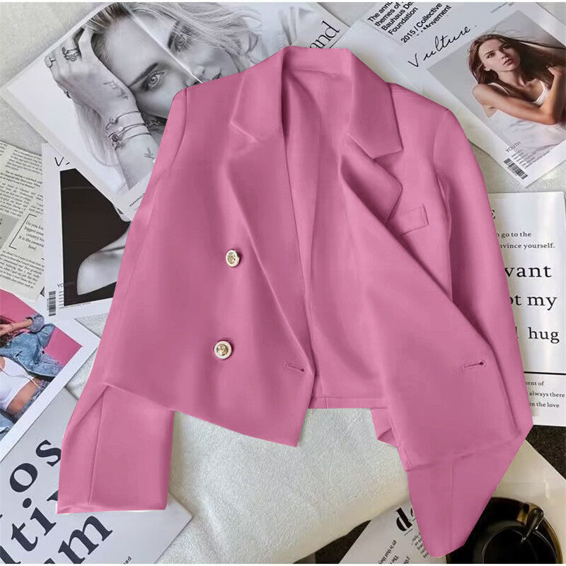 Women's Cropped Blazer with Double Breasted & Lapel | Tailored