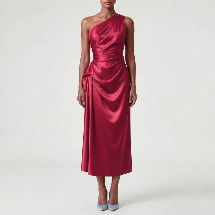 Women's Graduation Dress One Shoulder | Ruched Midi