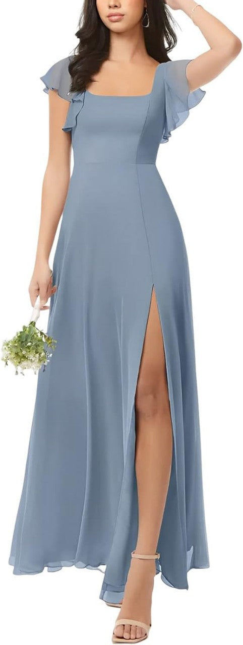 Women Formal Dress Maxi Flutter Sleeve | Wedding Guest