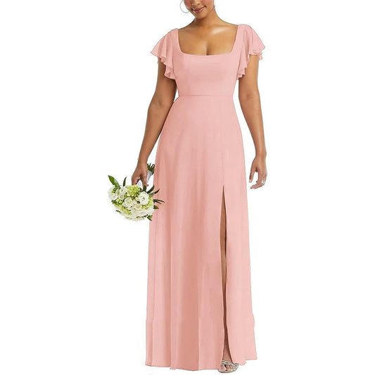 Women Formal Dress Maxi Flutter Sleeve | Wedding Guest