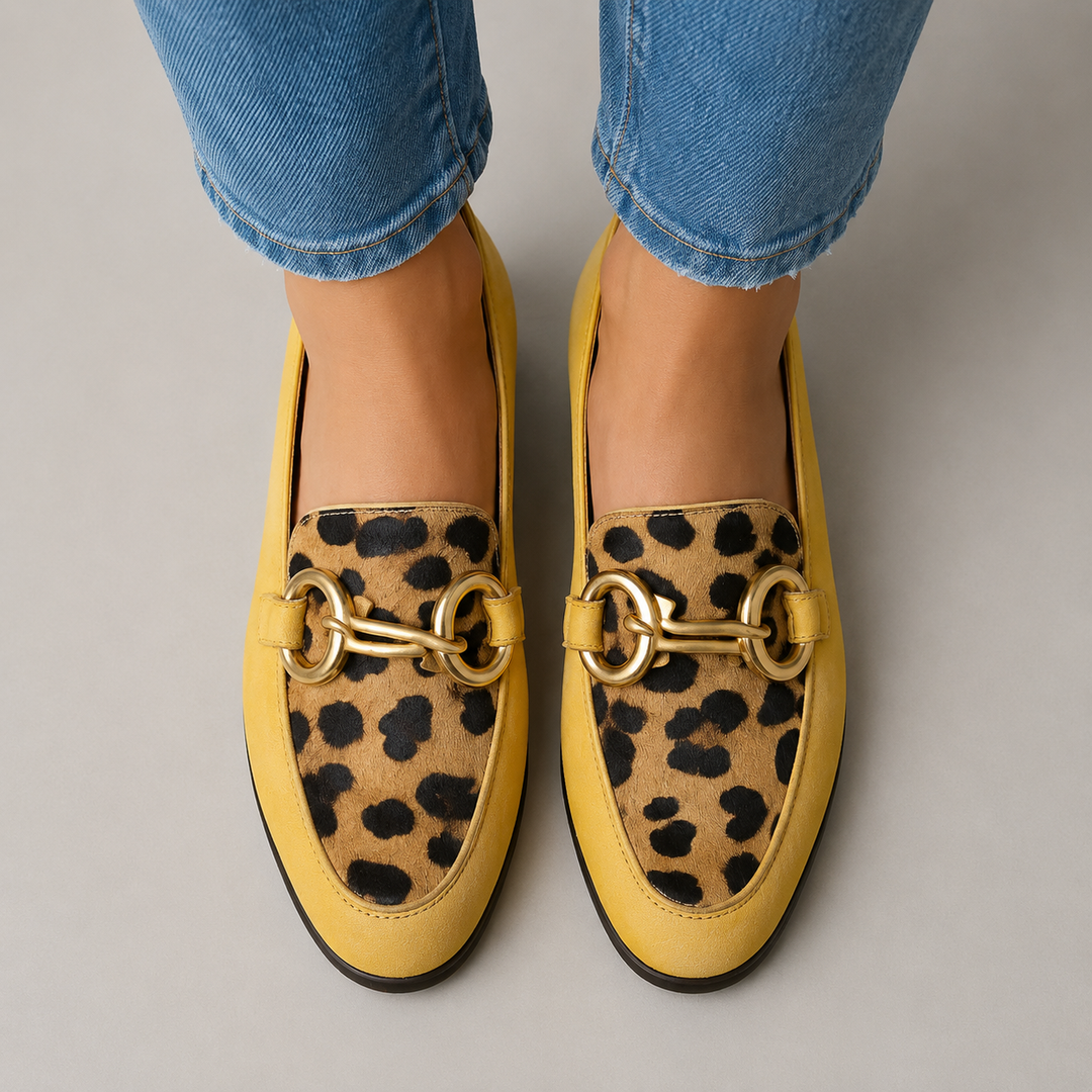 Women's Loafers with Leopard Panel & Ring Hardware | Work