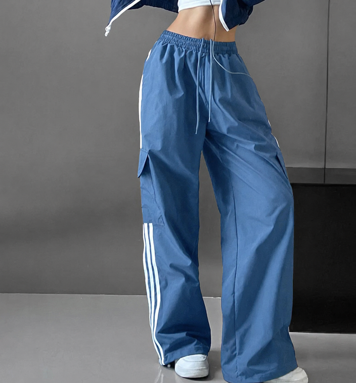 Women's Trackpants Cargo Wide Leg Side Stripe | Baggy