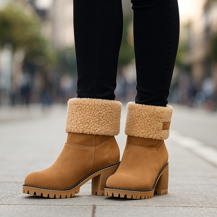 Women's Ankle Boots Block Heel Cuffed | Winter Style