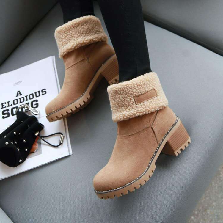 Women's Ankle Boots Block Heel Cuffed | Winter Style