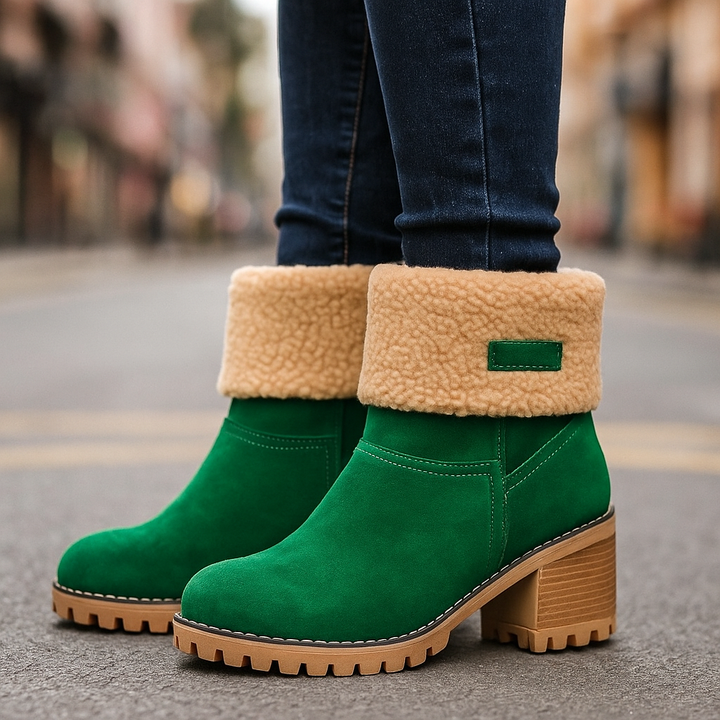 Women's Ankle Boots Block Heel Cuffed | Winter Style