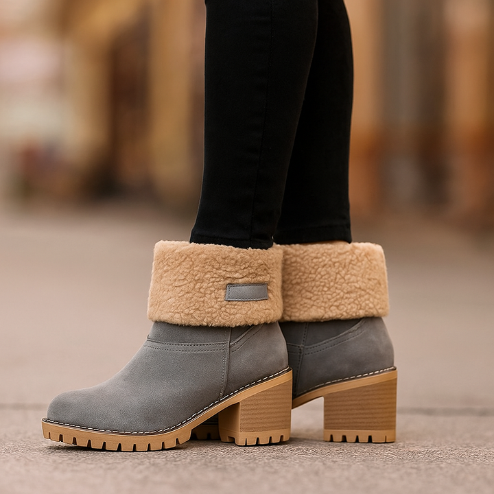 Women's Ankle Boots Block Heel Cuffed | Winter Style