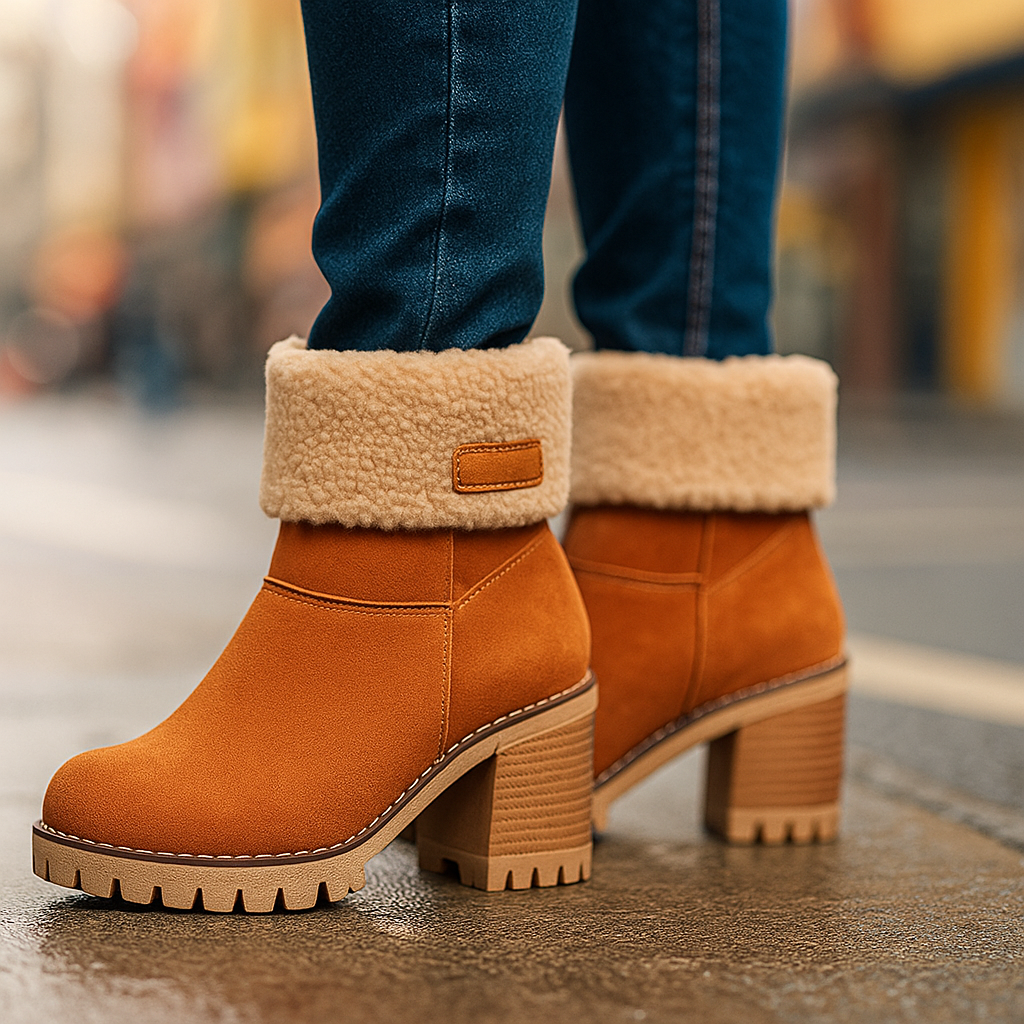 Women's Ankle Boots Block Heel Cuffed | Winter Style