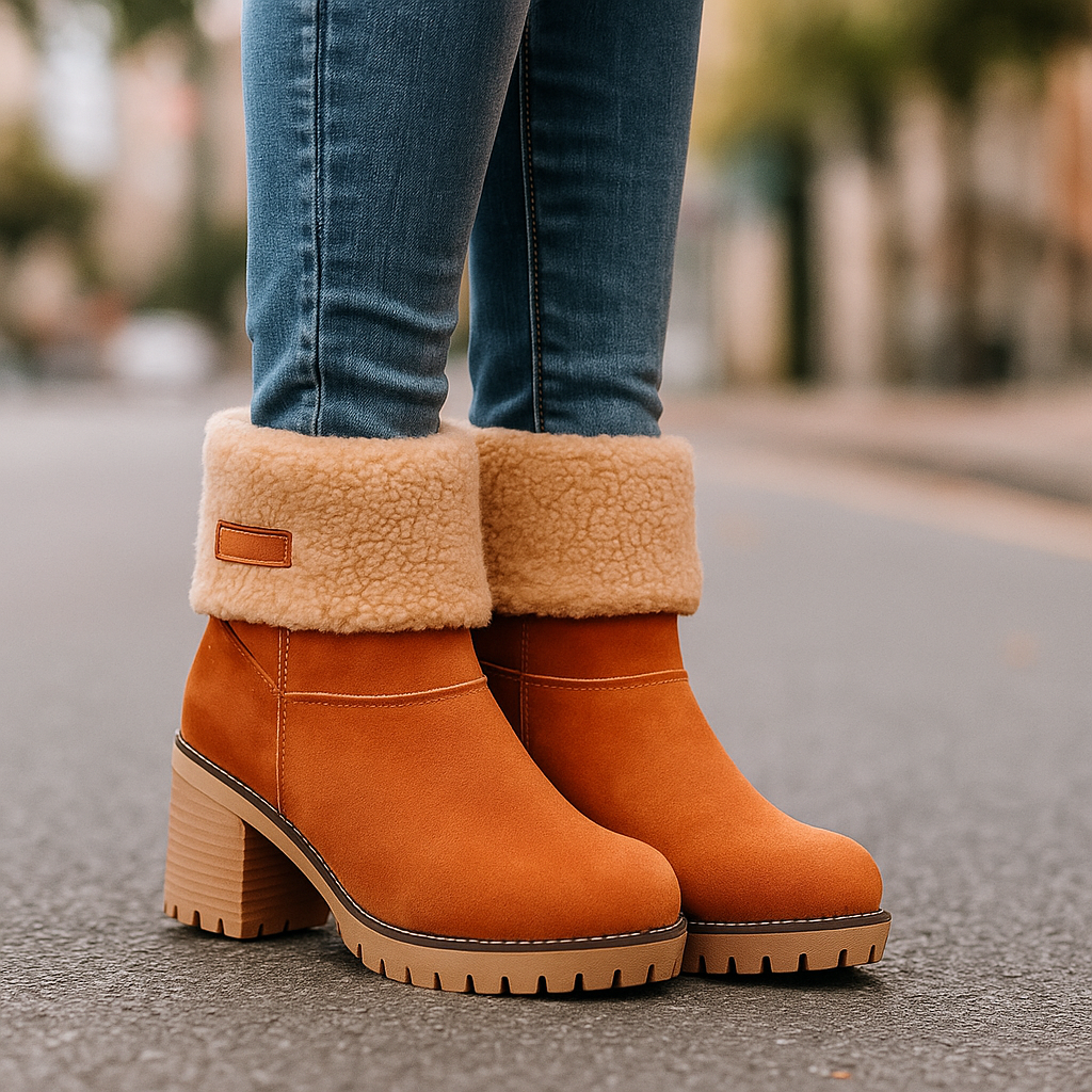 Women's Ankle Boots Block Heel Cuffed | Winter Style