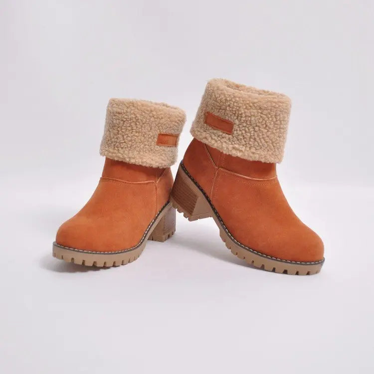 Women's Ankle Boots Block Heel Cuffed | Winter Style