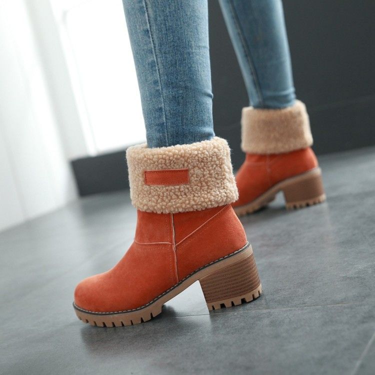 Women's Ankle Boots Block Heel Cuffed | Winter Style