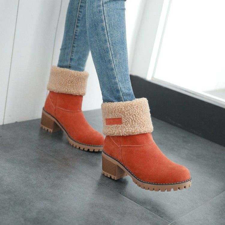 Women's Ankle Boots Block Heel Cuffed | Winter Style