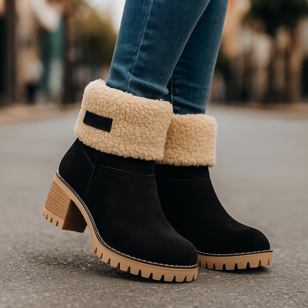 Women's Ankle Boots Block Heel Cuffed | Winter Style