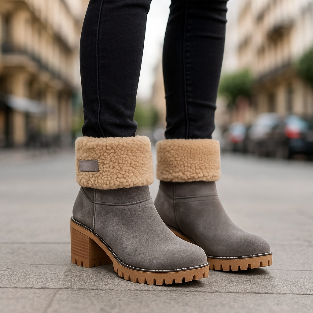 Women's Ankle Boots Block Heel Cuffed | Winter Style