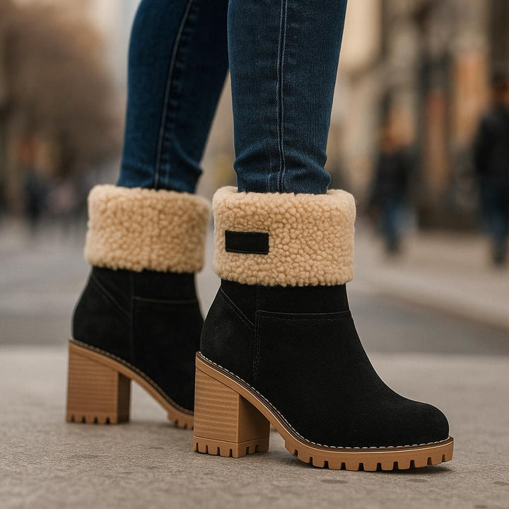 Women's Ankle Boots Block Heel Cuffed | Winter Style
