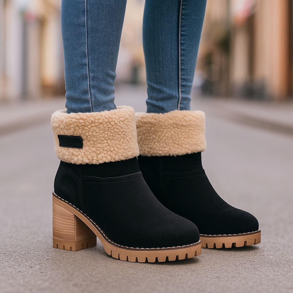 Women's Ankle Boots Block Heel Cuffed | Winter Style