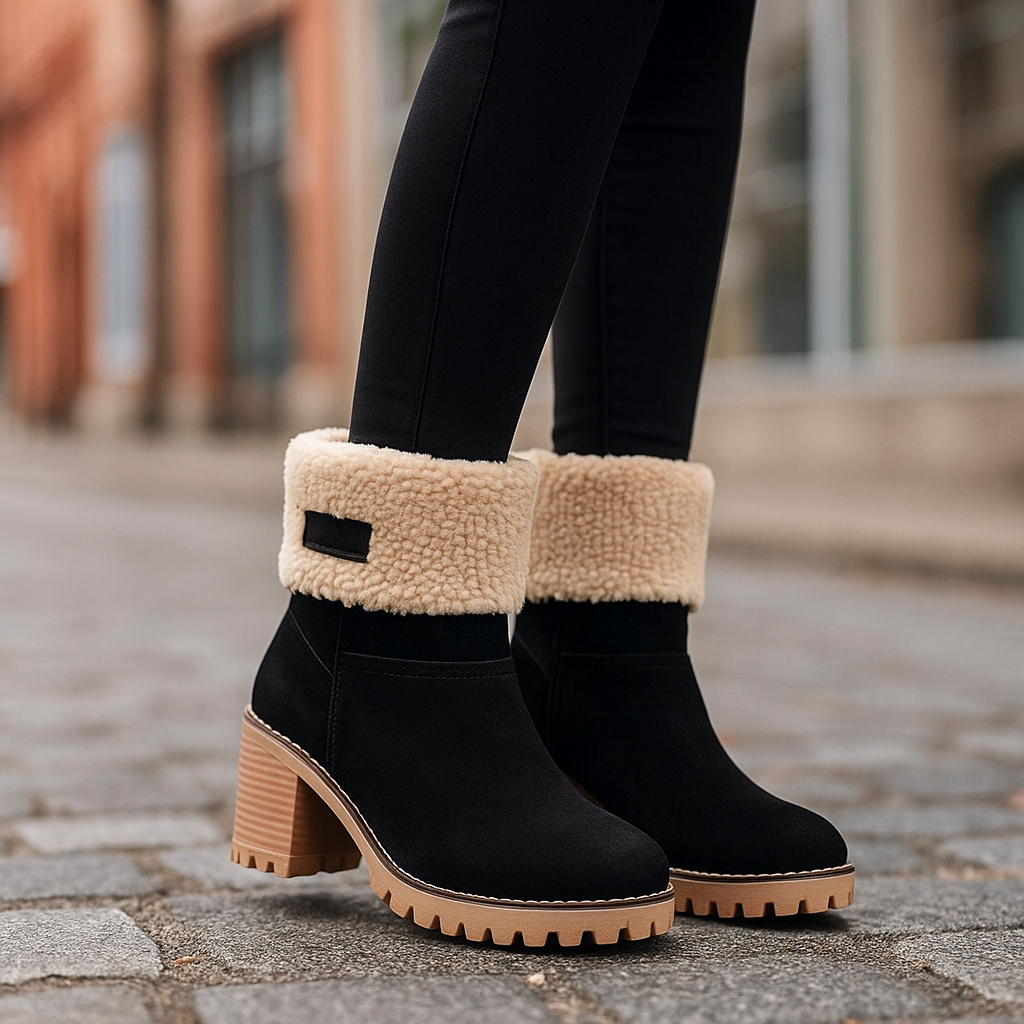 Women's Ankle Boots Block Heel Cuffed | Winter Style
