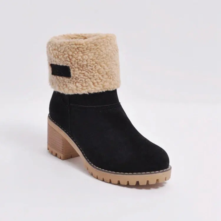 Women's Ankle Boots Block Heel Cuffed | Winter Style