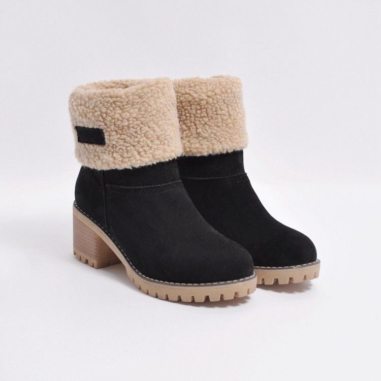 Women's Ankle Boots Block Heel Cuffed | Winter Style