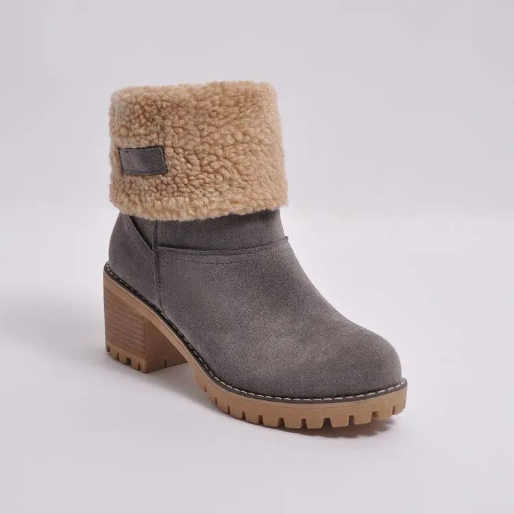 Women's Ankle Boots Block Heel Cuffed | Winter Style