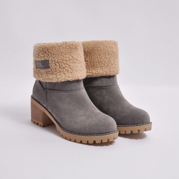 Women's Ankle Boots Block Heel Cuffed | Winter Style
