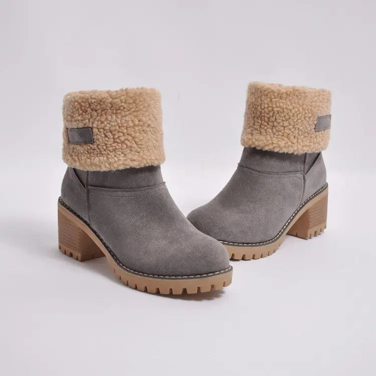 Women's Ankle Boots Block Heel Cuffed | Winter Style