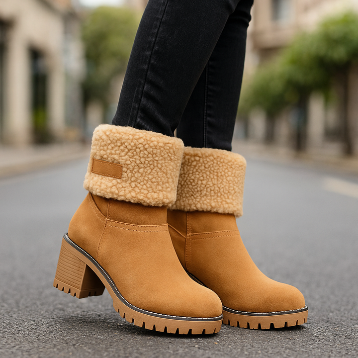 Women's Ankle Boots Block Heel Cuffed | Winter Style