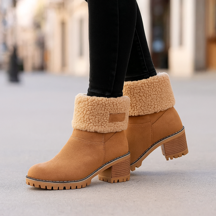 Women's Ankle Boots Block Heel Cuffed | Winter Style