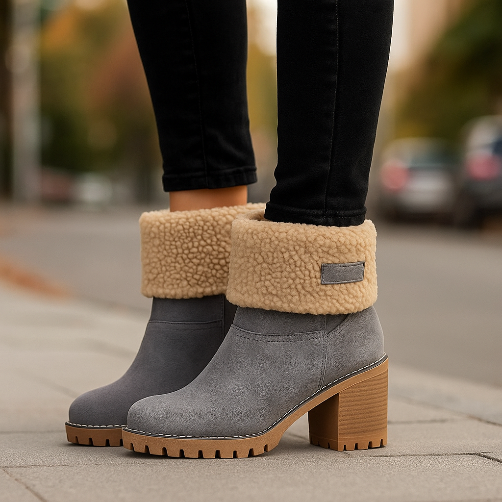 Women's Ankle Boots Block Heel Cuffed | Winter Style