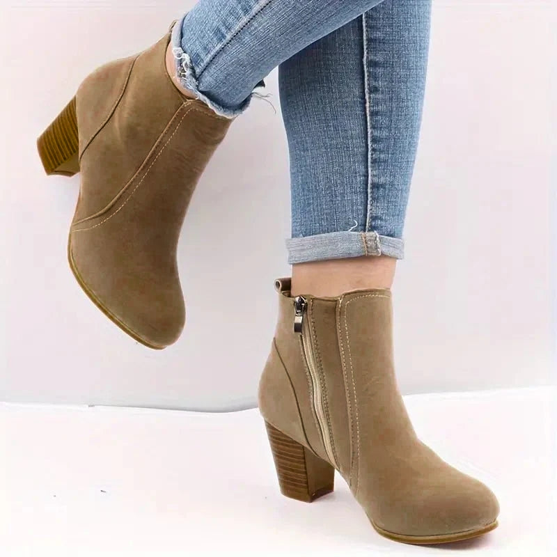 Women's Ankle Boots Block Heel Zip | High